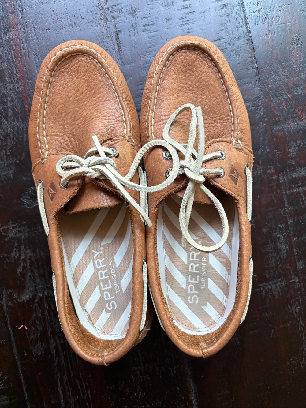 Sperry Men's Leather Boat Shoes in Tan with Cream Laces